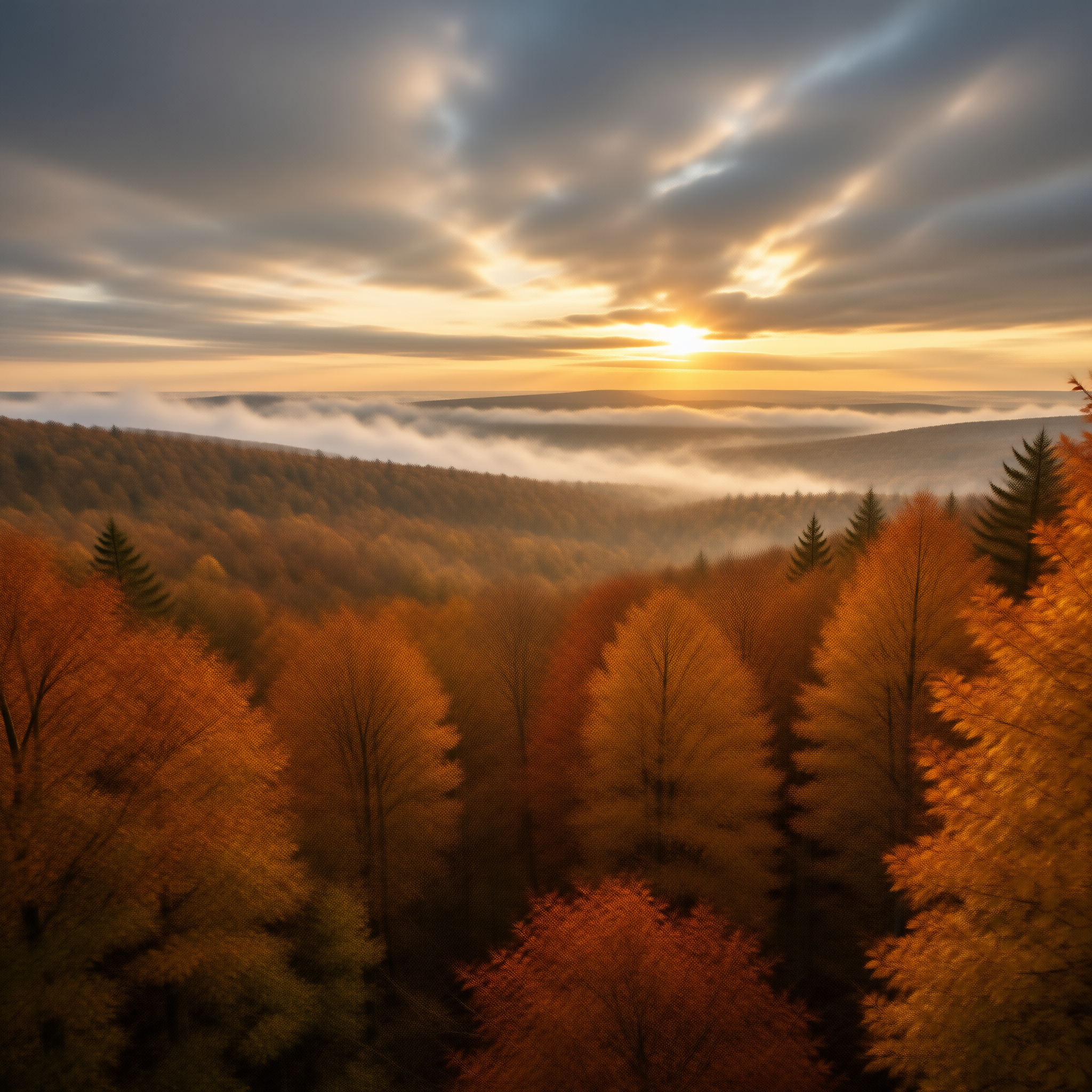 Misty Autumn Hills at Dawn