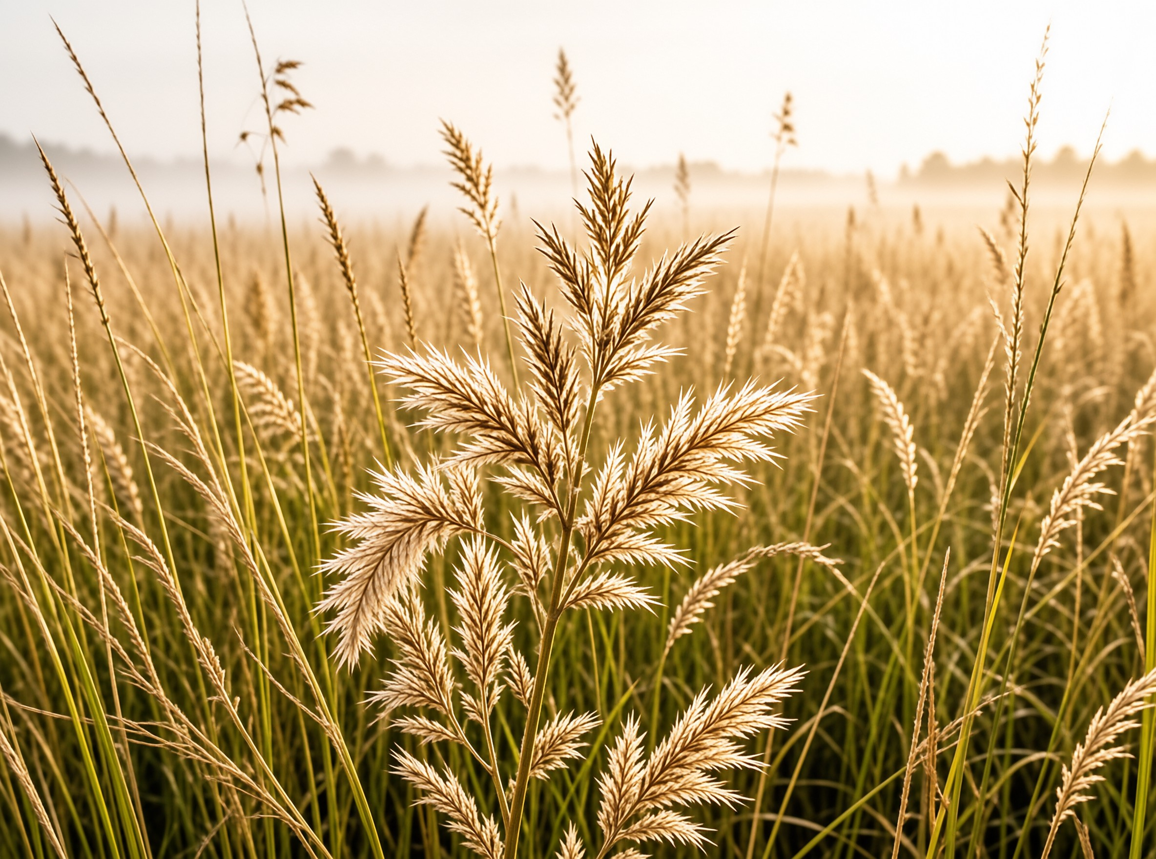 Golden Reeds in Morning Mist