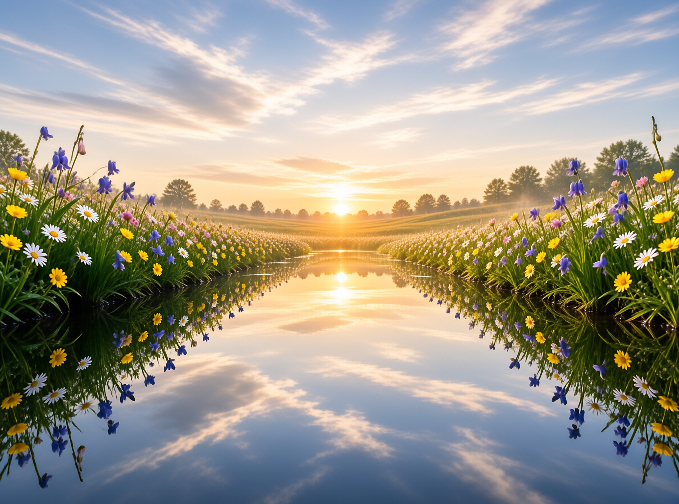 Wildflower Sunset Reflection