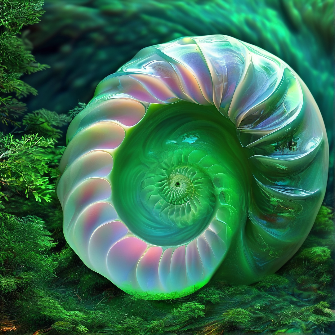 Glowing Green Spiral Shell