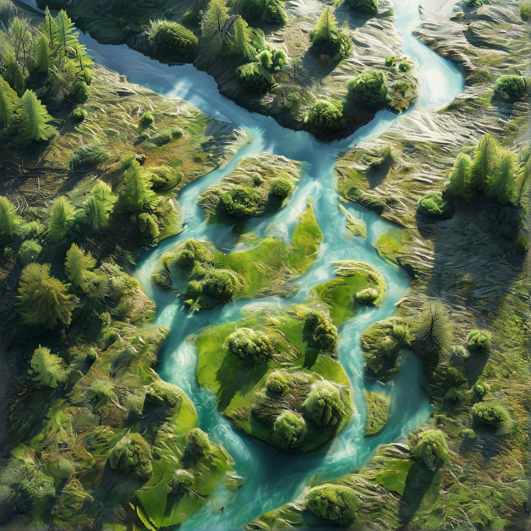Aerial View of Winding River
