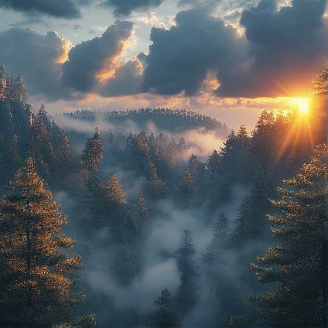 Misty Mountain Sunrise