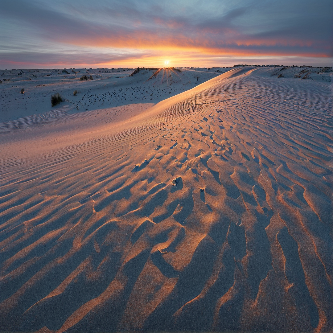 Sunset Over Sand Dunes