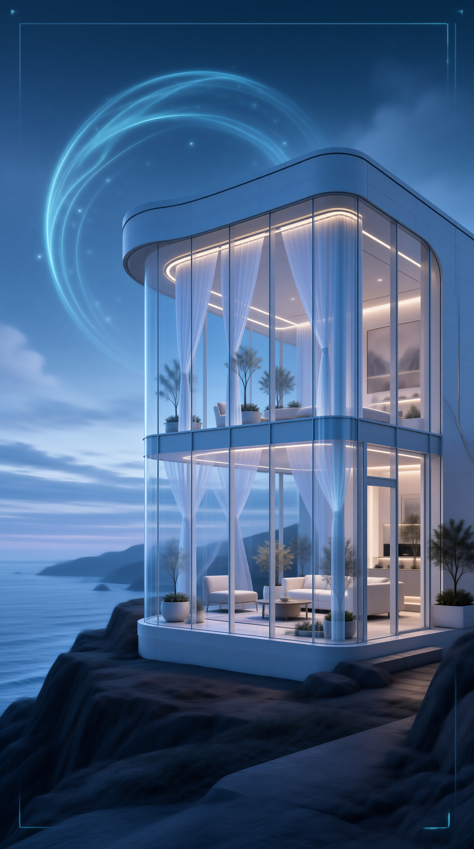 Futuristic Cliffside Glass House