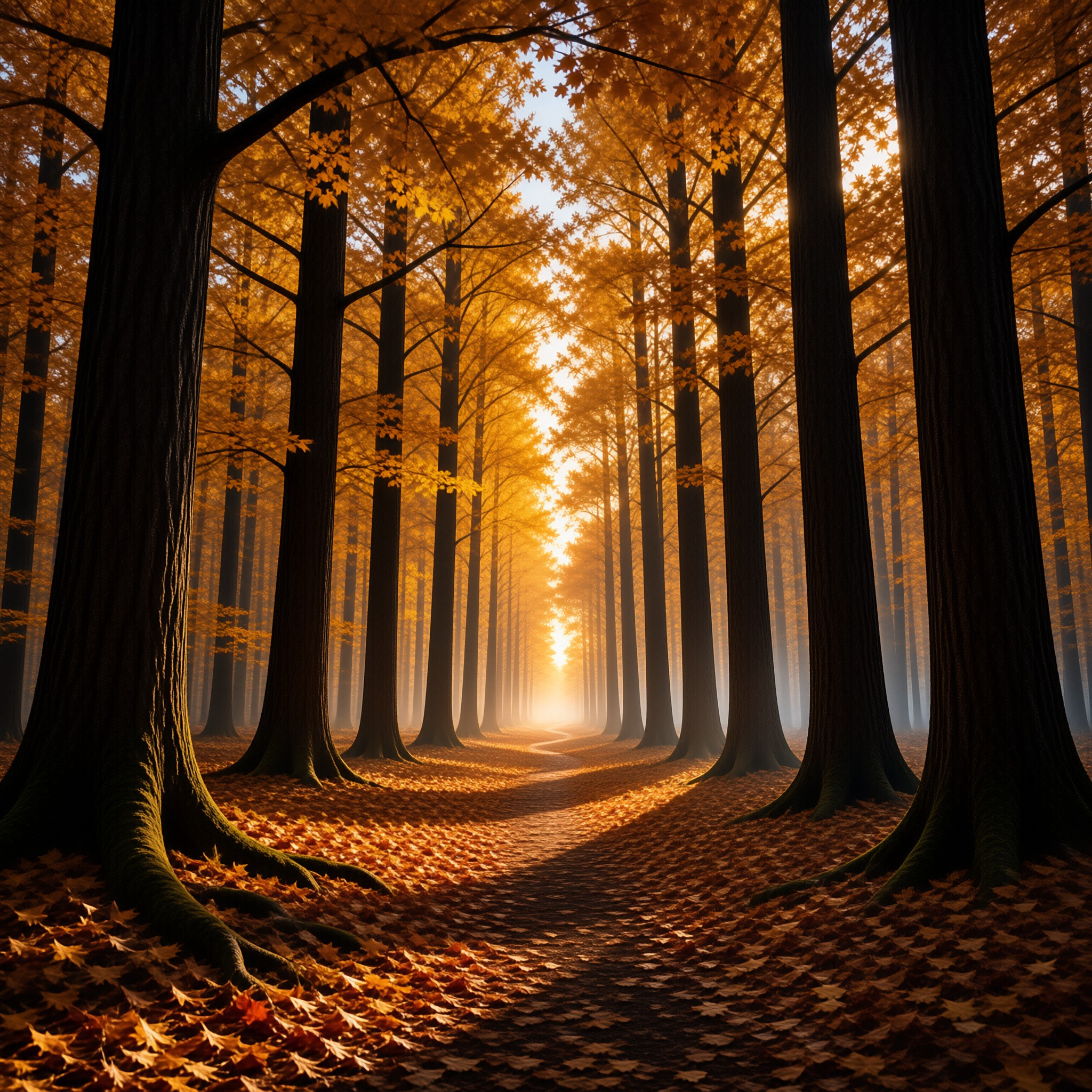 Golden Autumn Forest Path