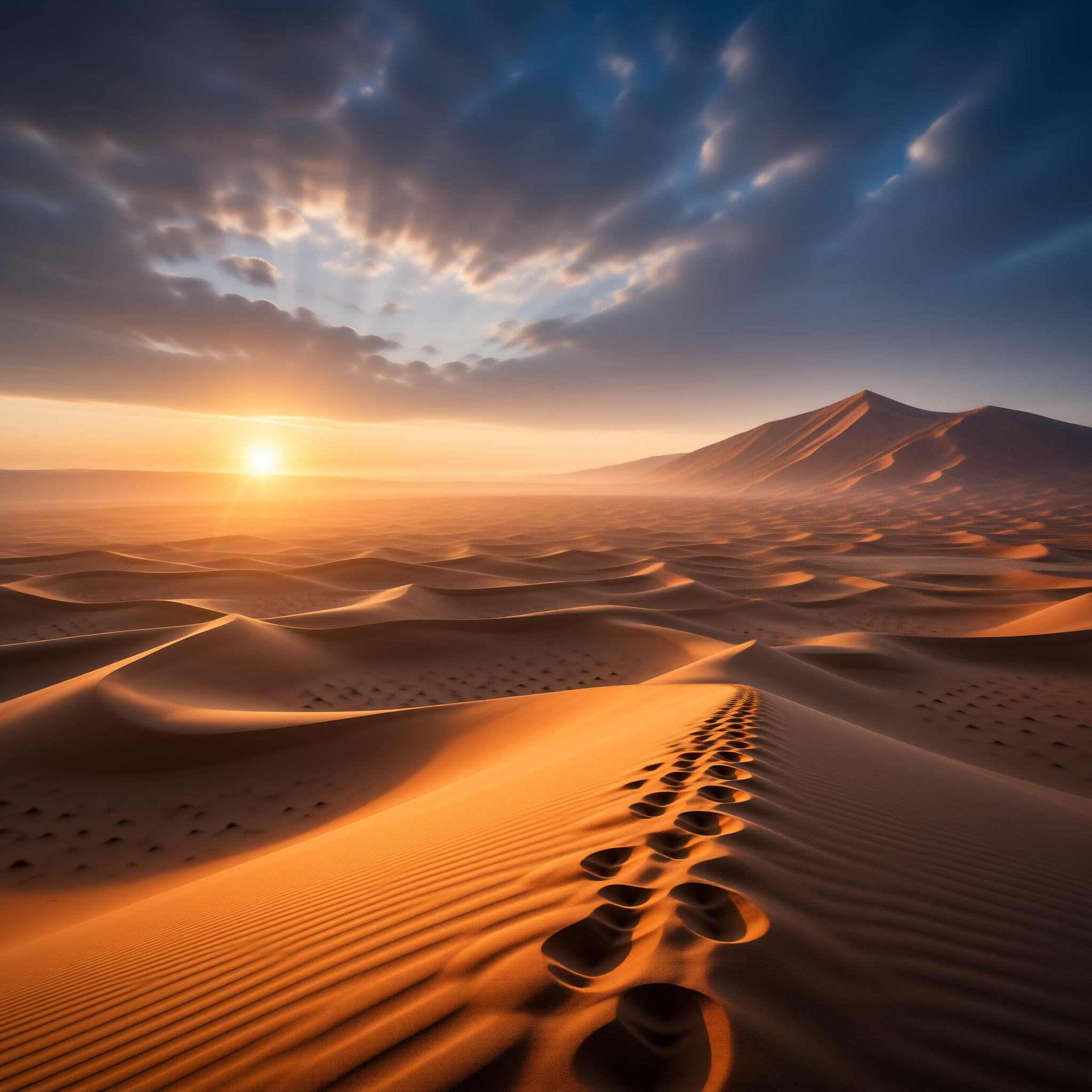 Desert Footprints at Sunset