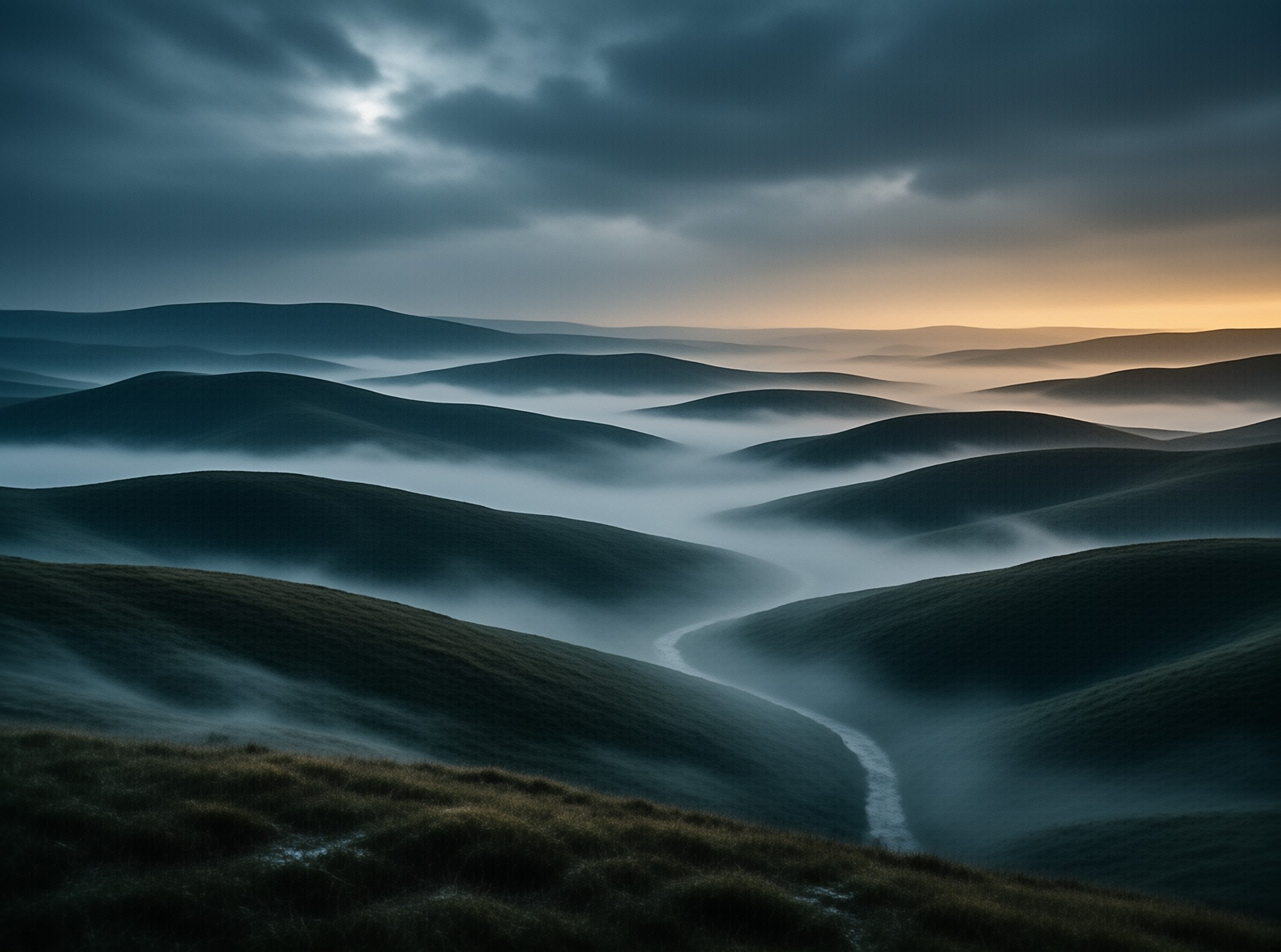 Misty Rolling Hills at Dawn