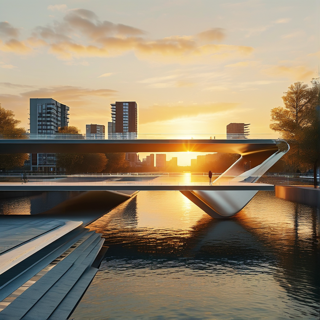 Futuristic Bridge at Sunset