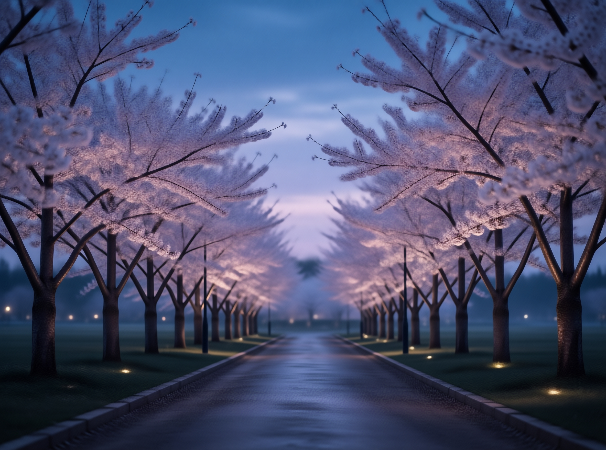 Twilight Cherry Blossom Path