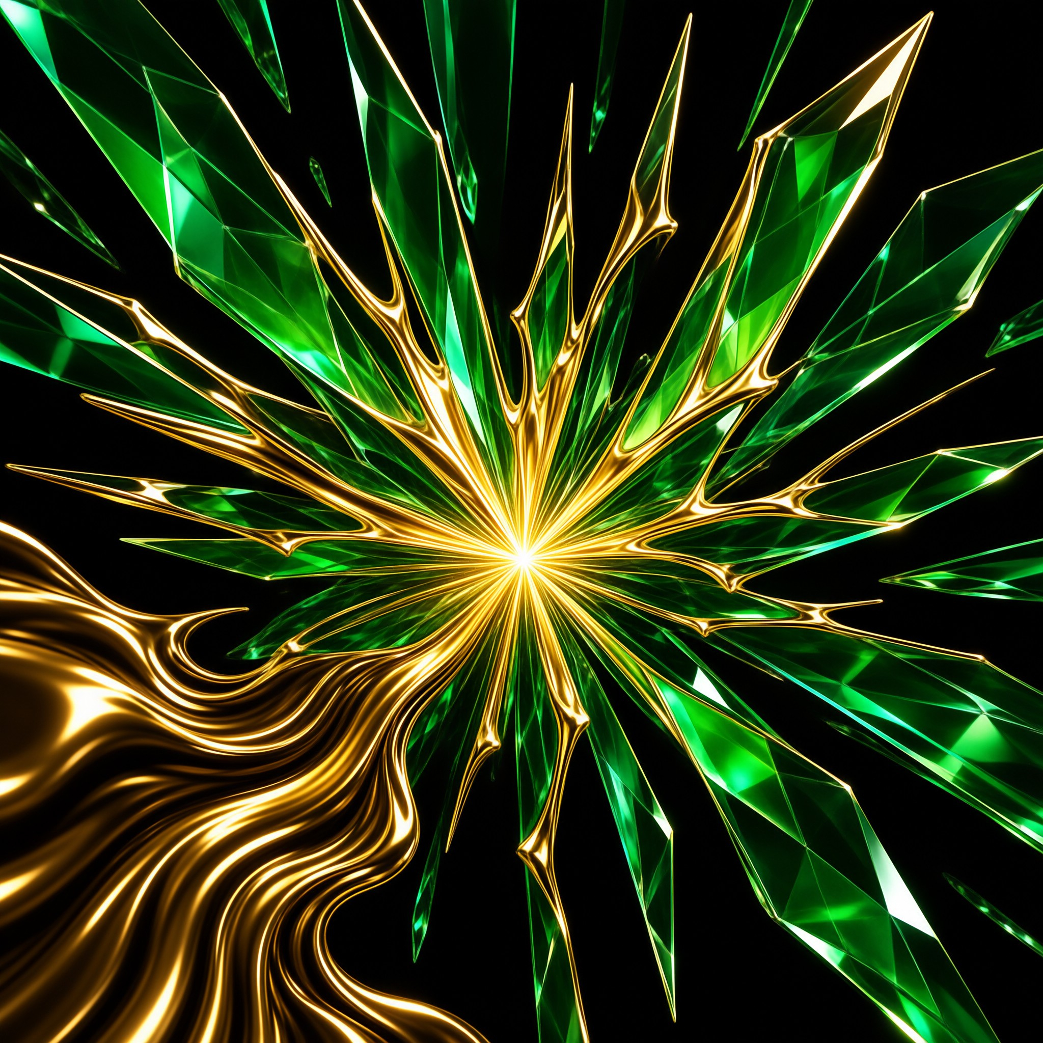 Abstract Green and Gold Art