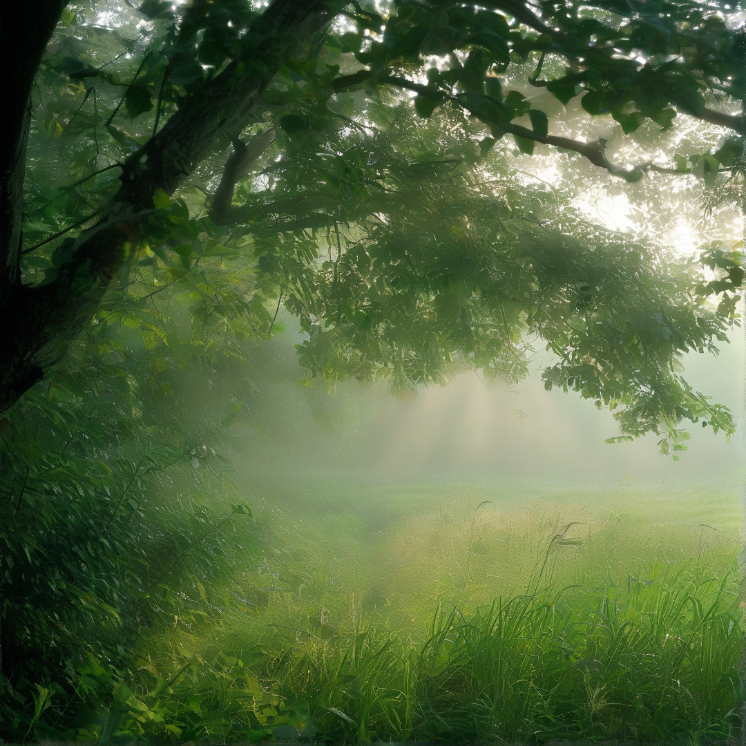 Misty Forest Sunlight