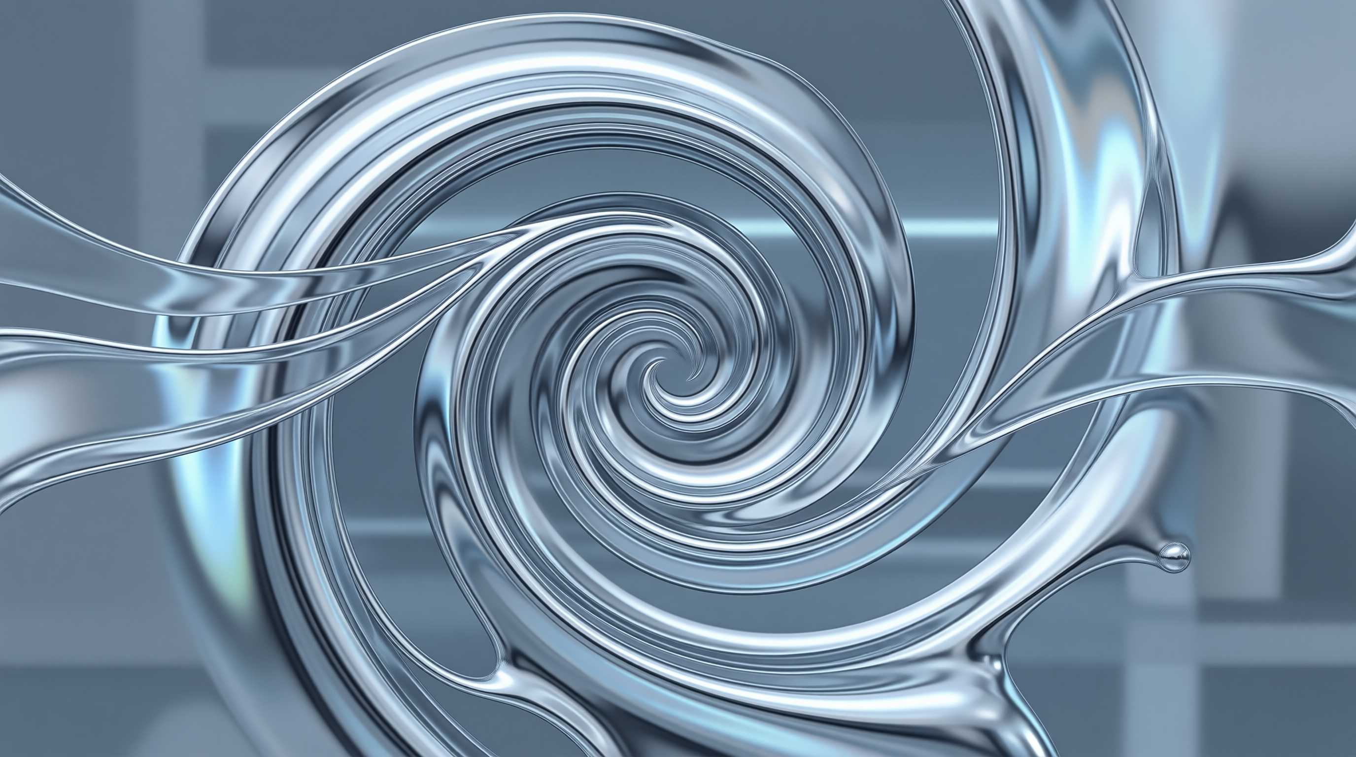 Silver Liquid Chrome Vortex — Spiral Study