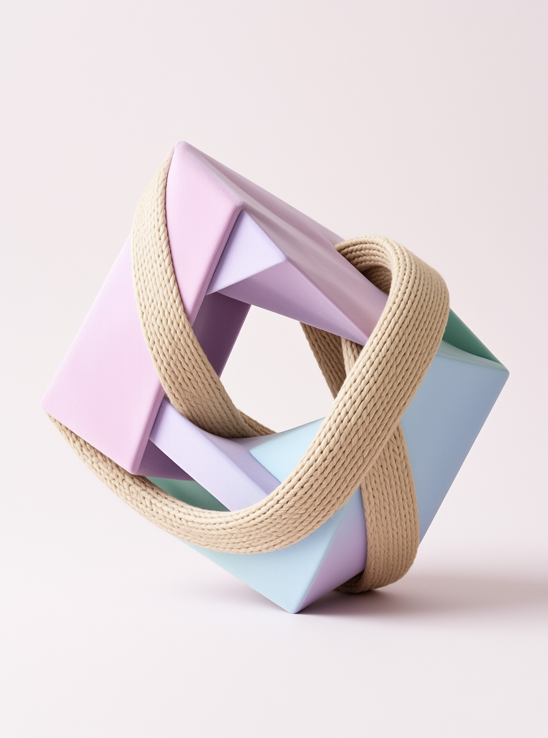 Pastel Polyhedron — Rope-Bound Form Study