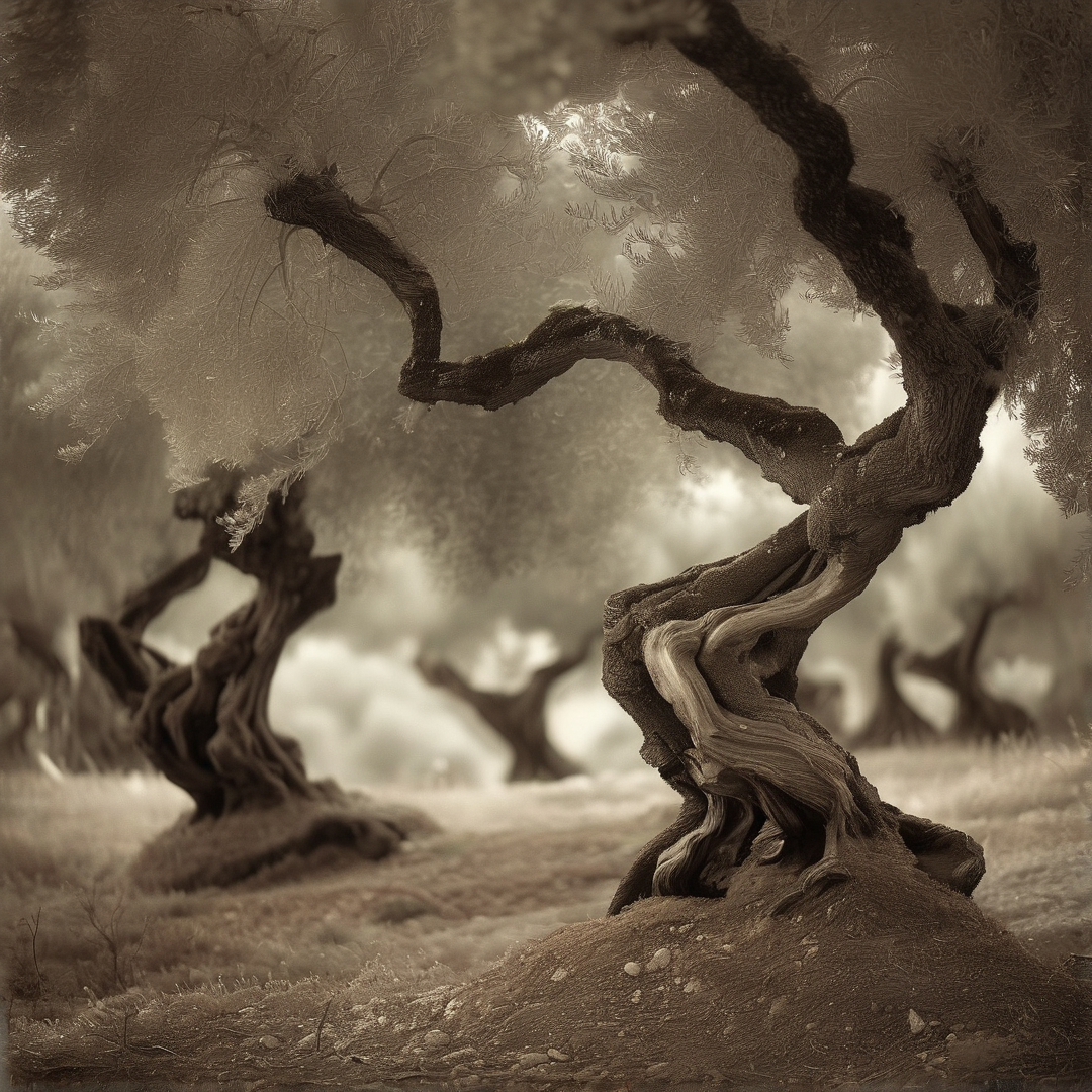 Gnarled Trees in Mist
