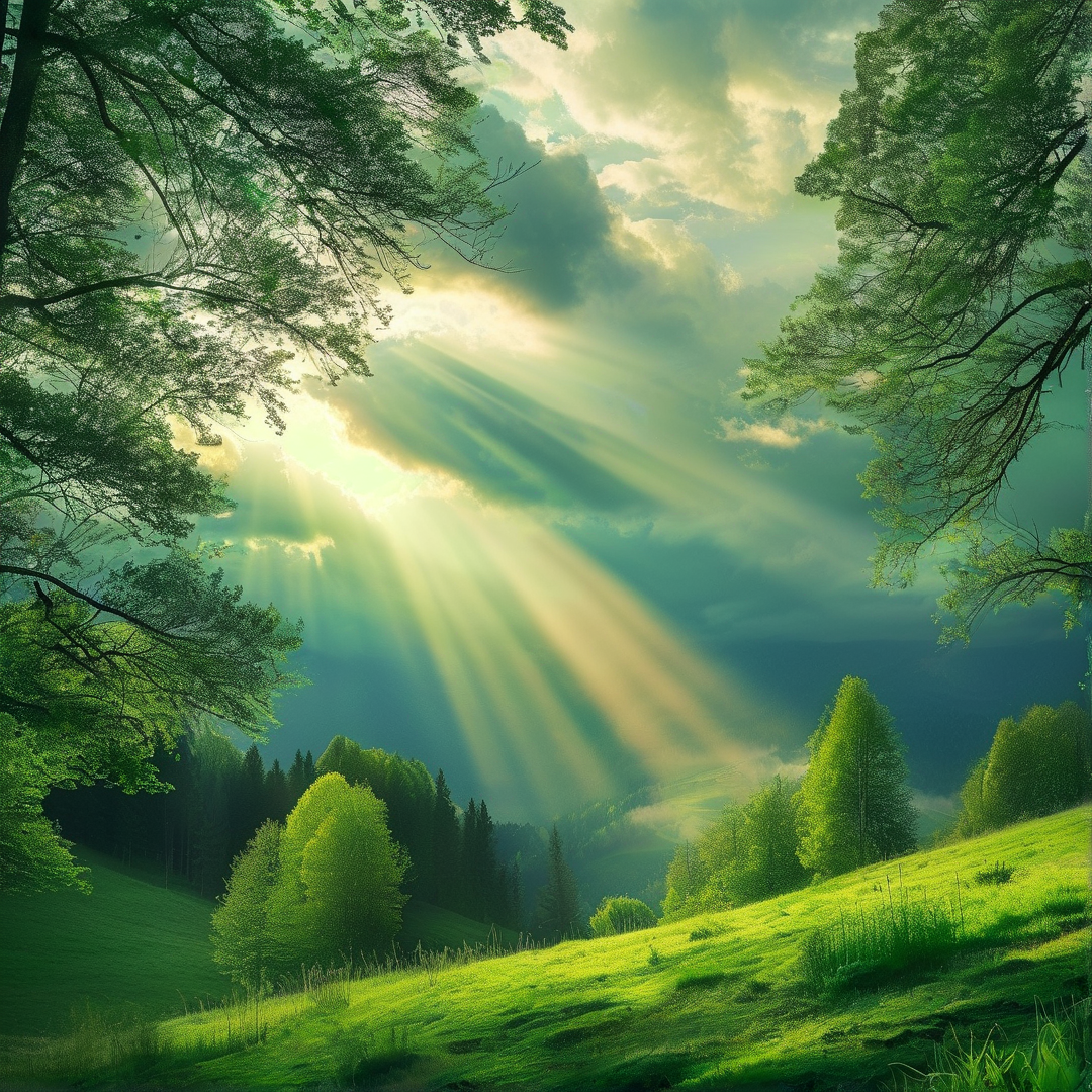 Sunlight Through Forest