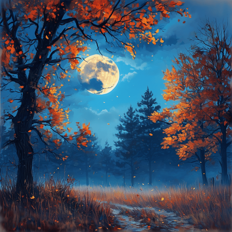 Moonlit Autumn Forest