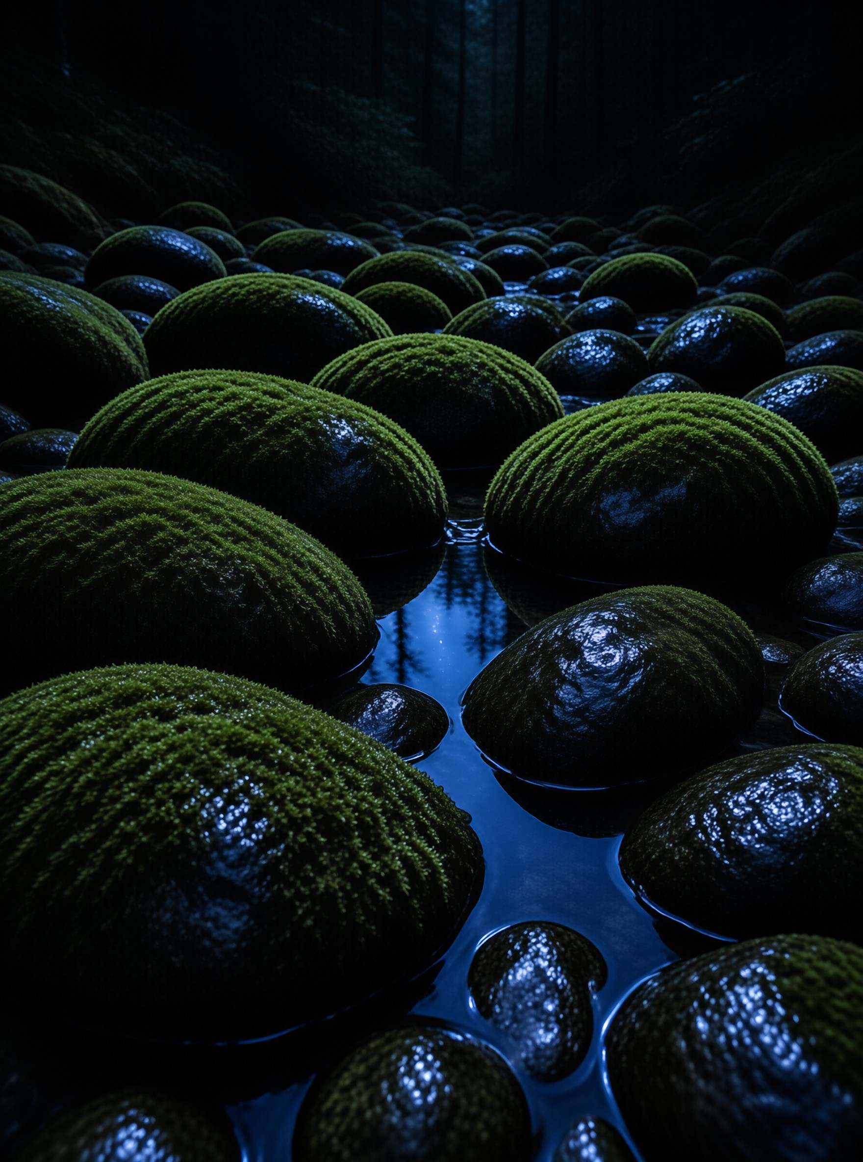 Mossy Stones in Water