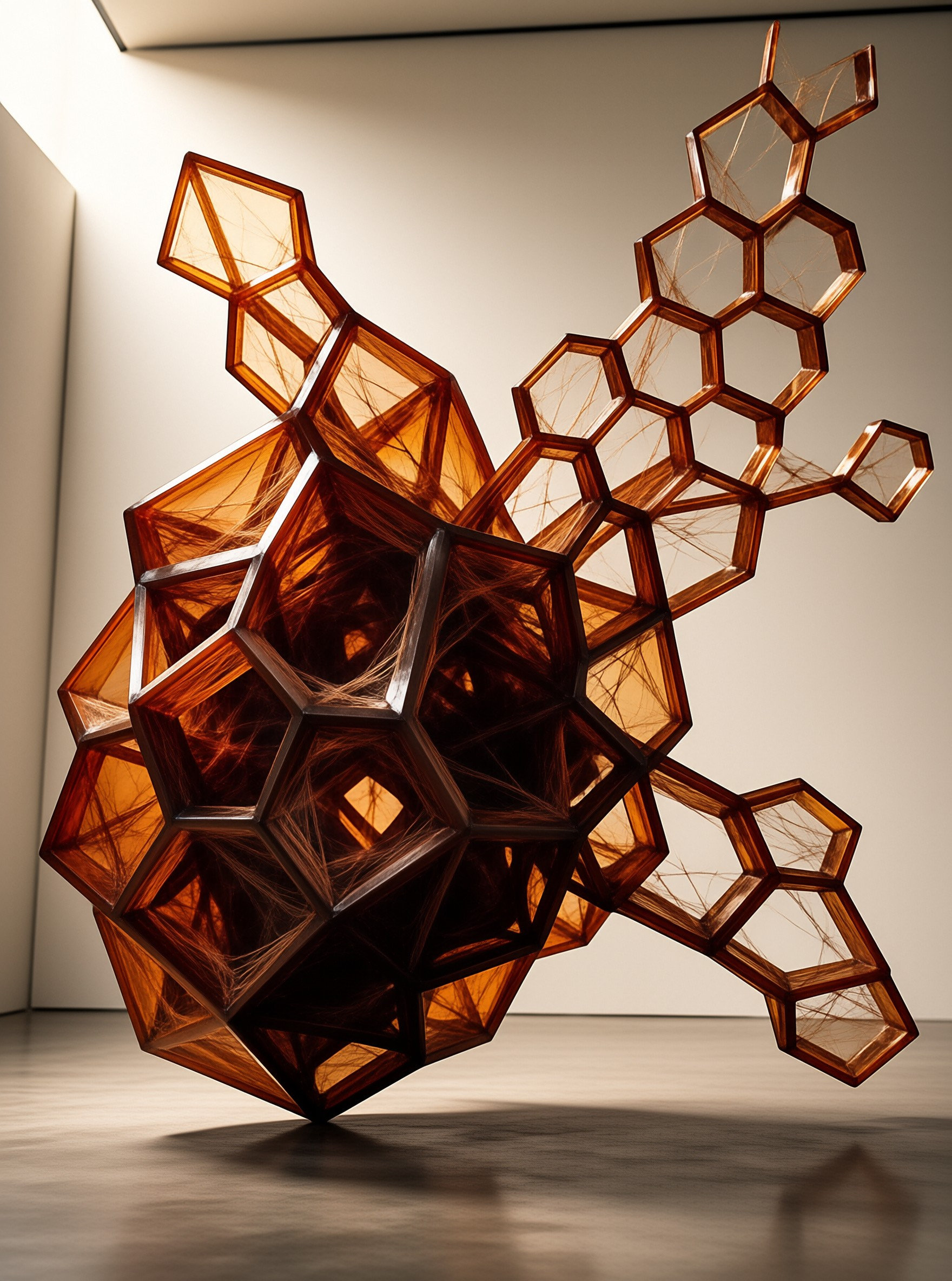 Abstract Amber Geometric Sculpture