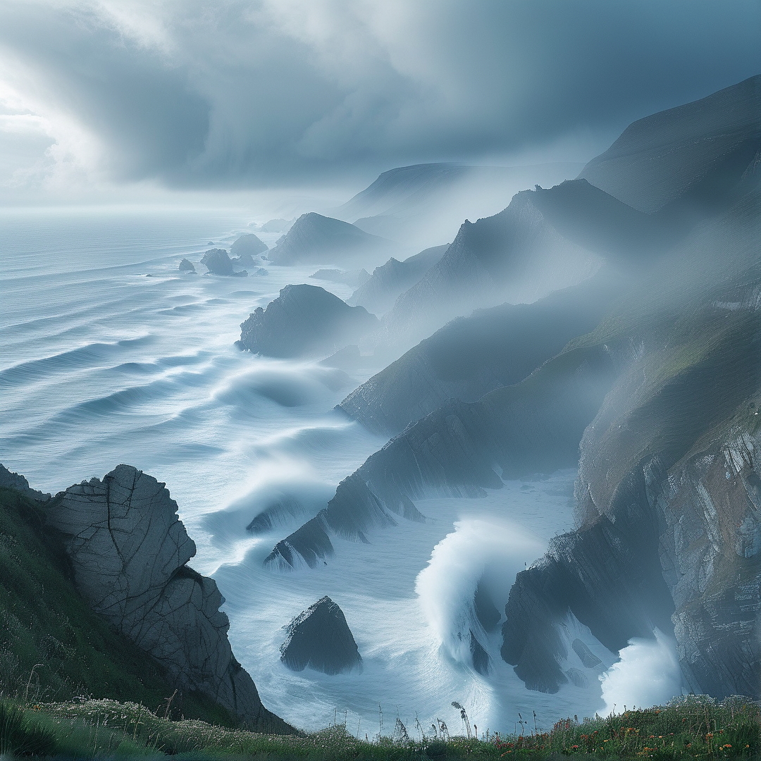 Misty Coastal Landscape
