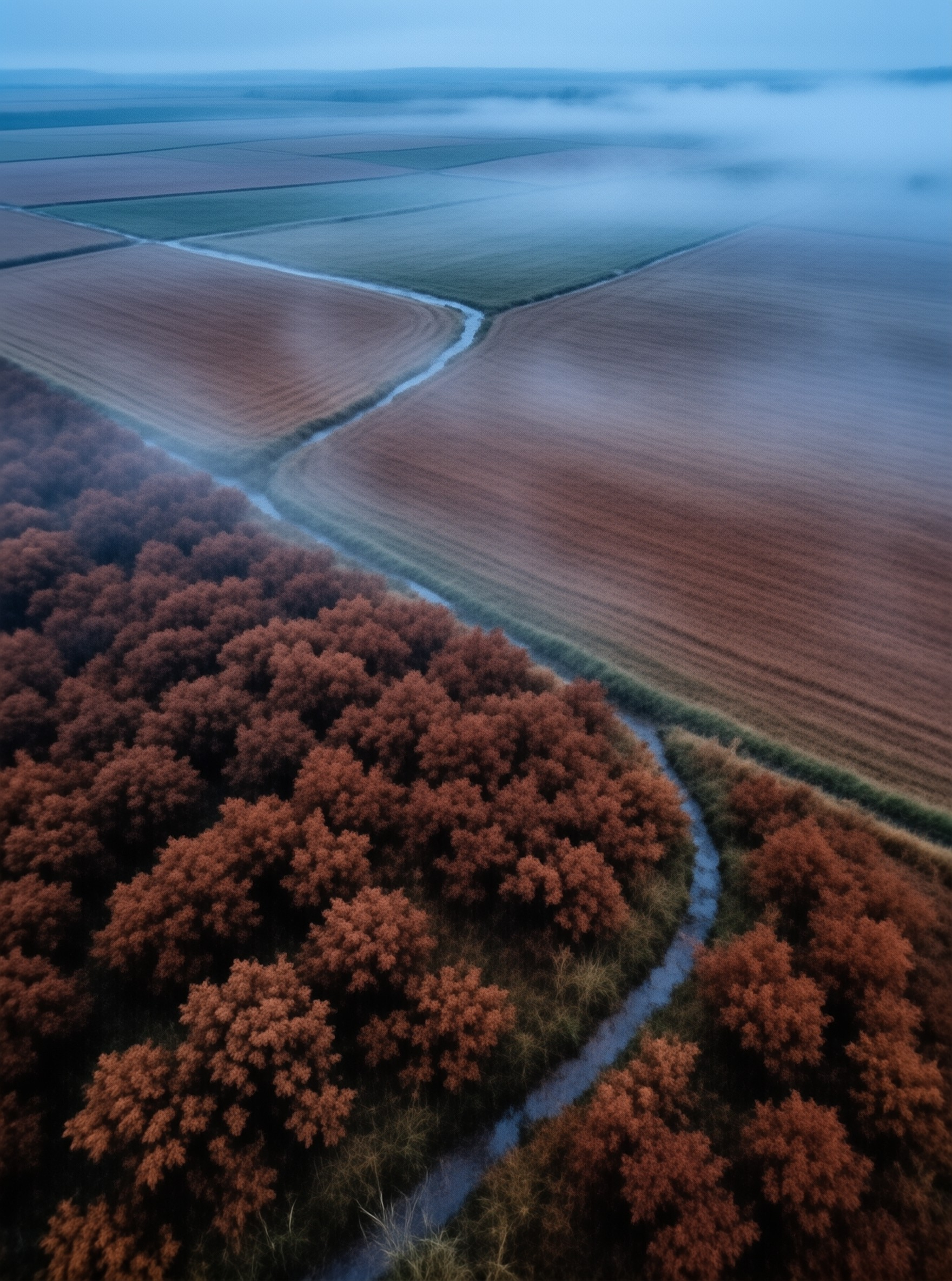 Misty Autumn River Landscape