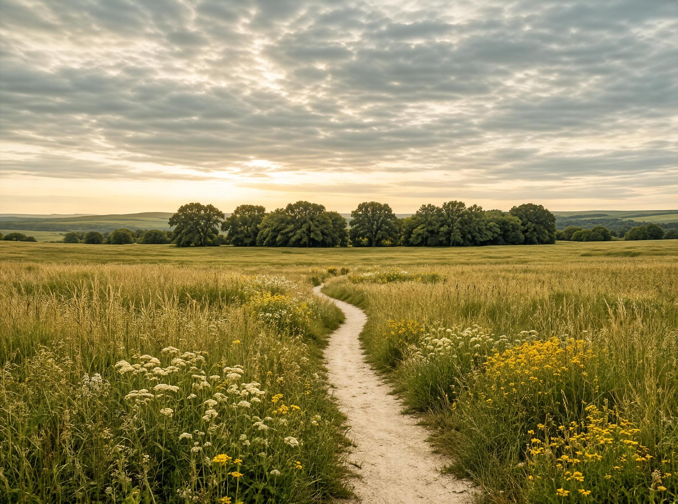 Rural Path Through Meadow