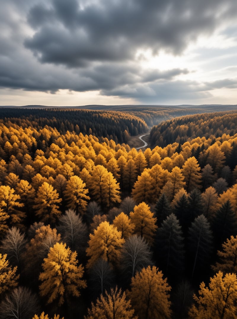 Autumn Larch Forest Vista