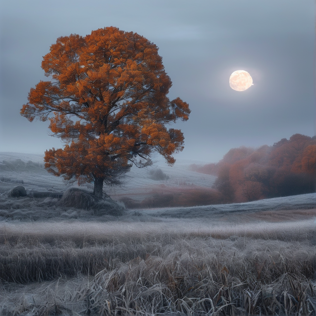 Autumn Tree Under Moonlight