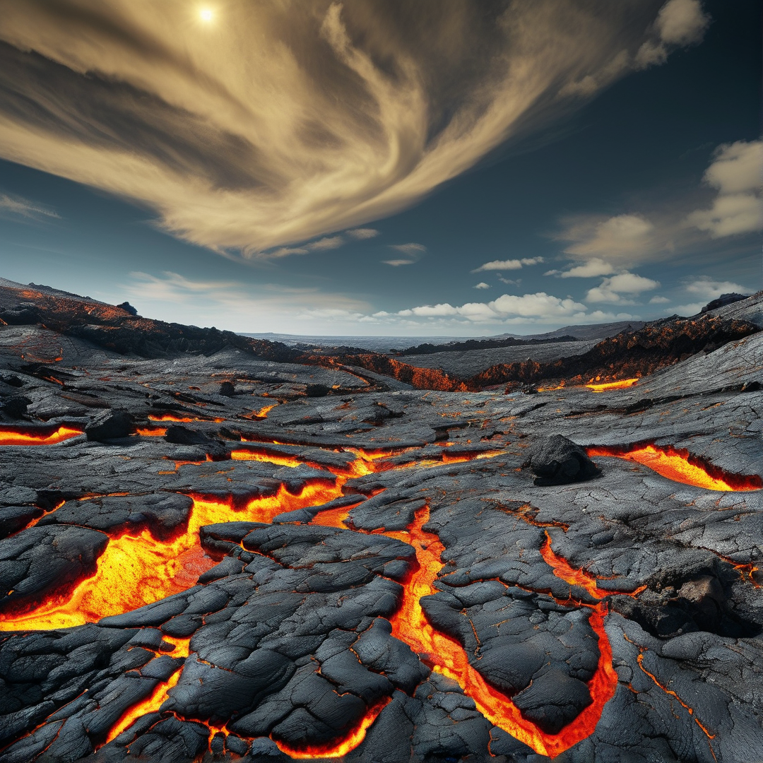 Volcanic Landscape with Magma