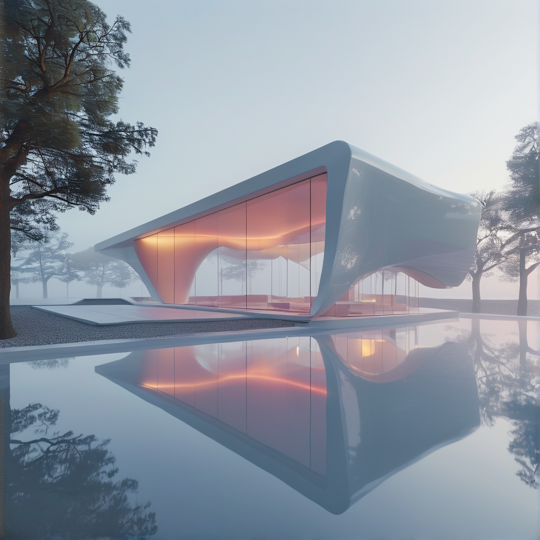 Futuristic Pavilion by Water