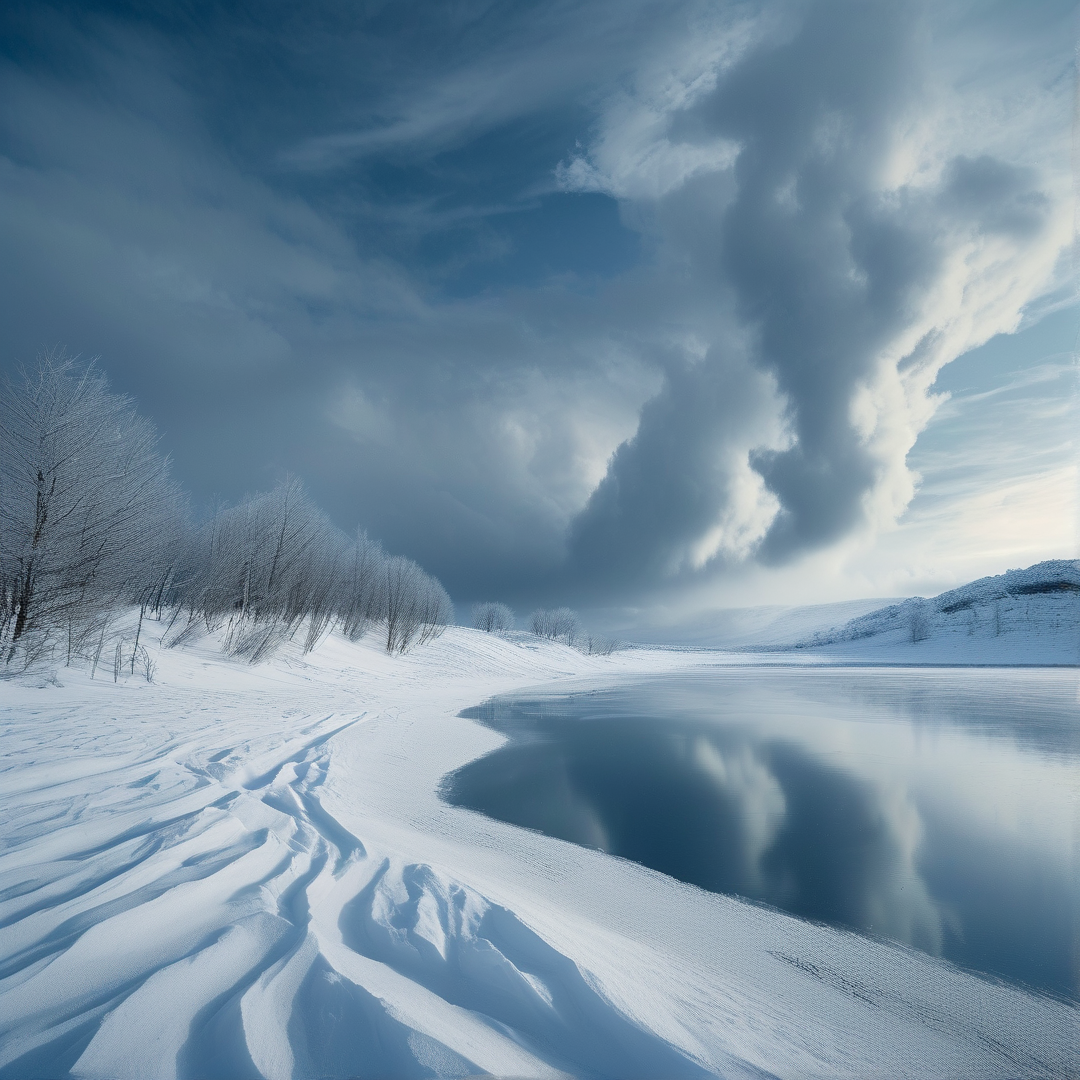 Frozen Lake Winter Scene