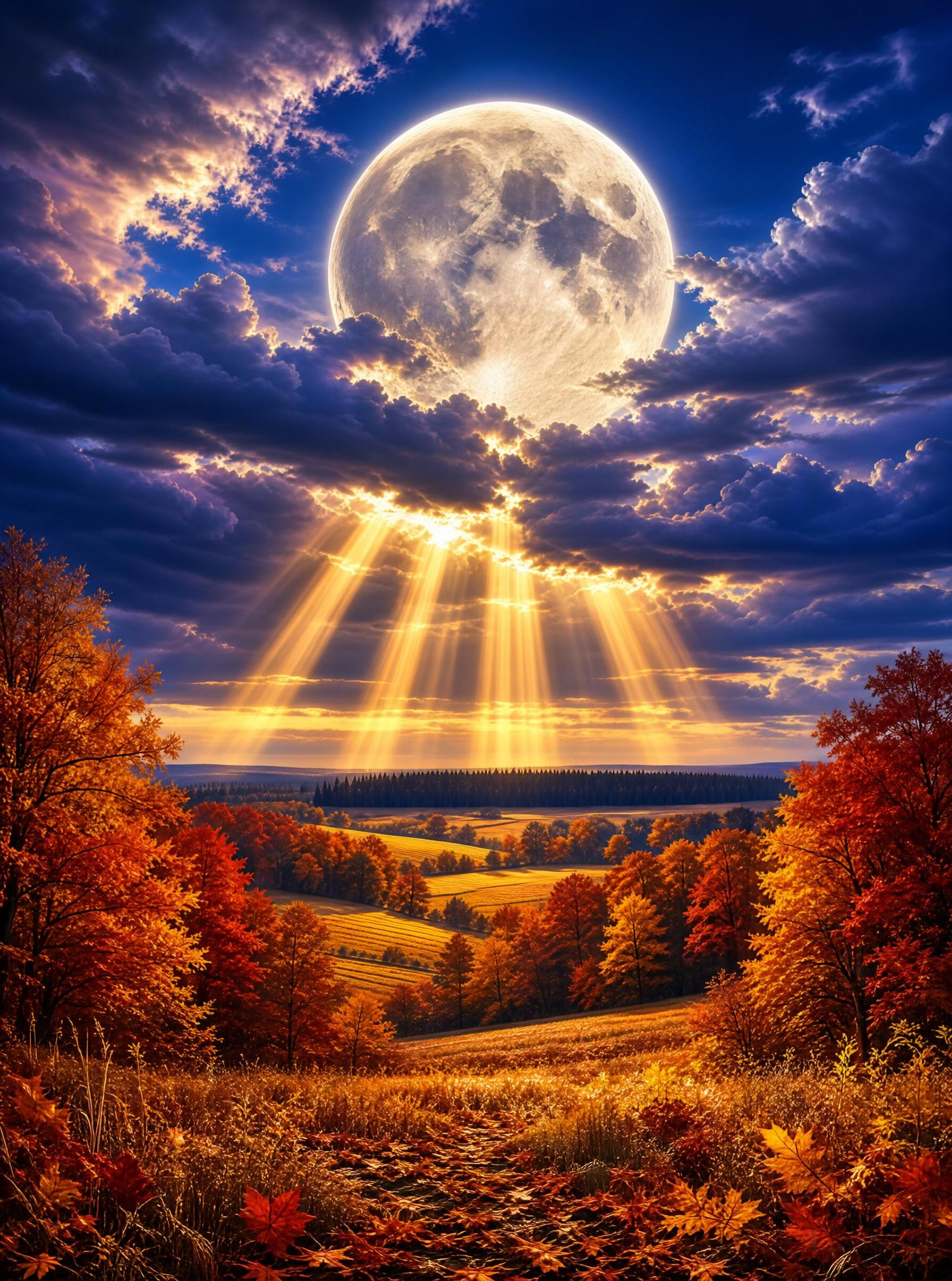 Autumn Moonlit Landscape
