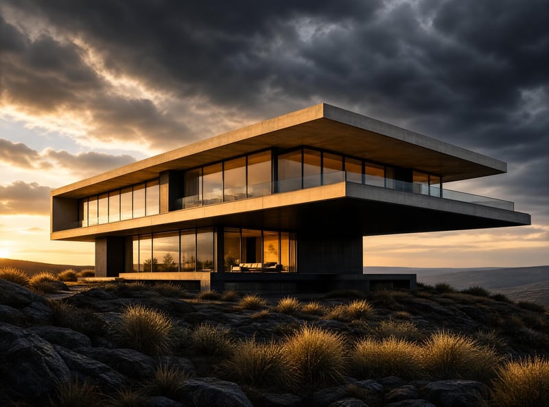 Modern Hilltop Concrete House