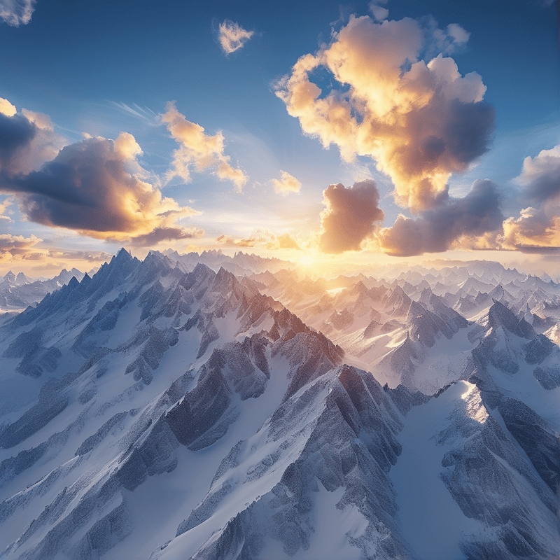 Sunrise over Snowy Peaks