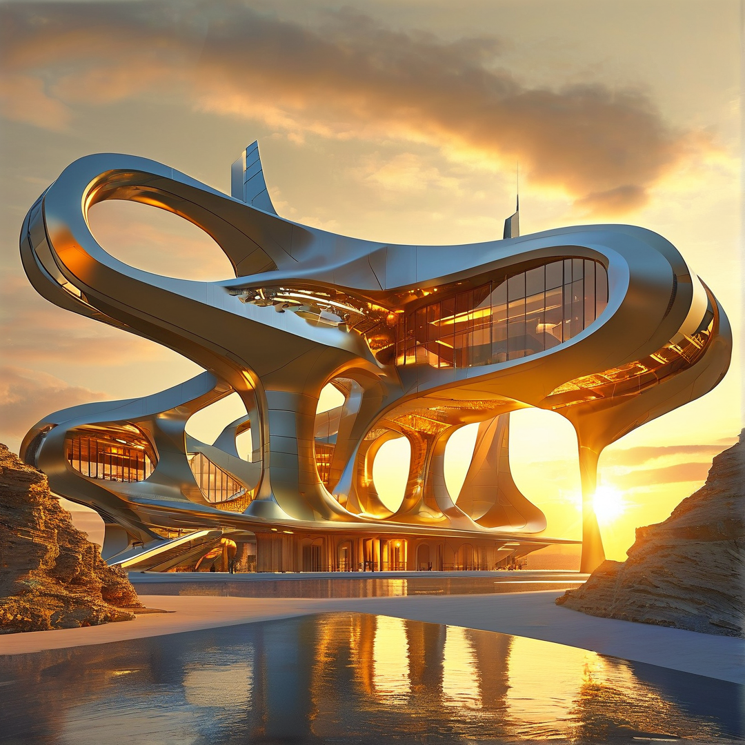 Futuristic Curvy Sunset Building