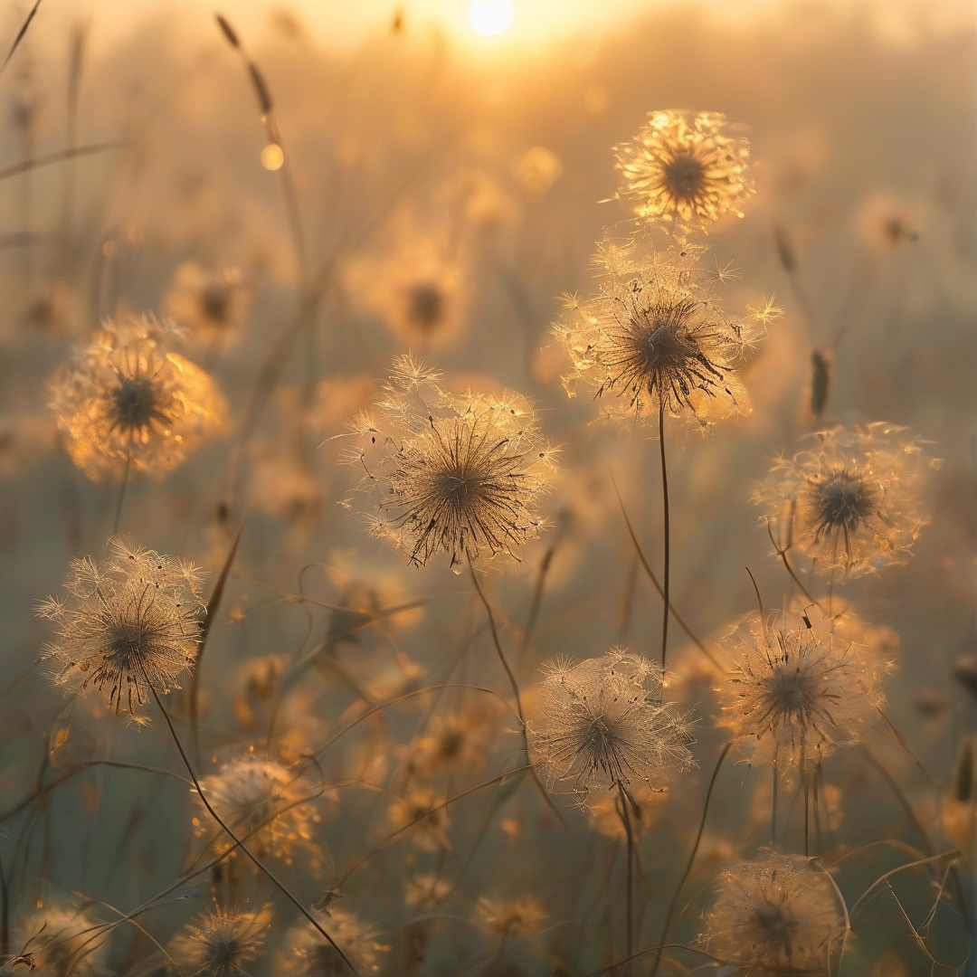 Dandelions at Golden Sunrise