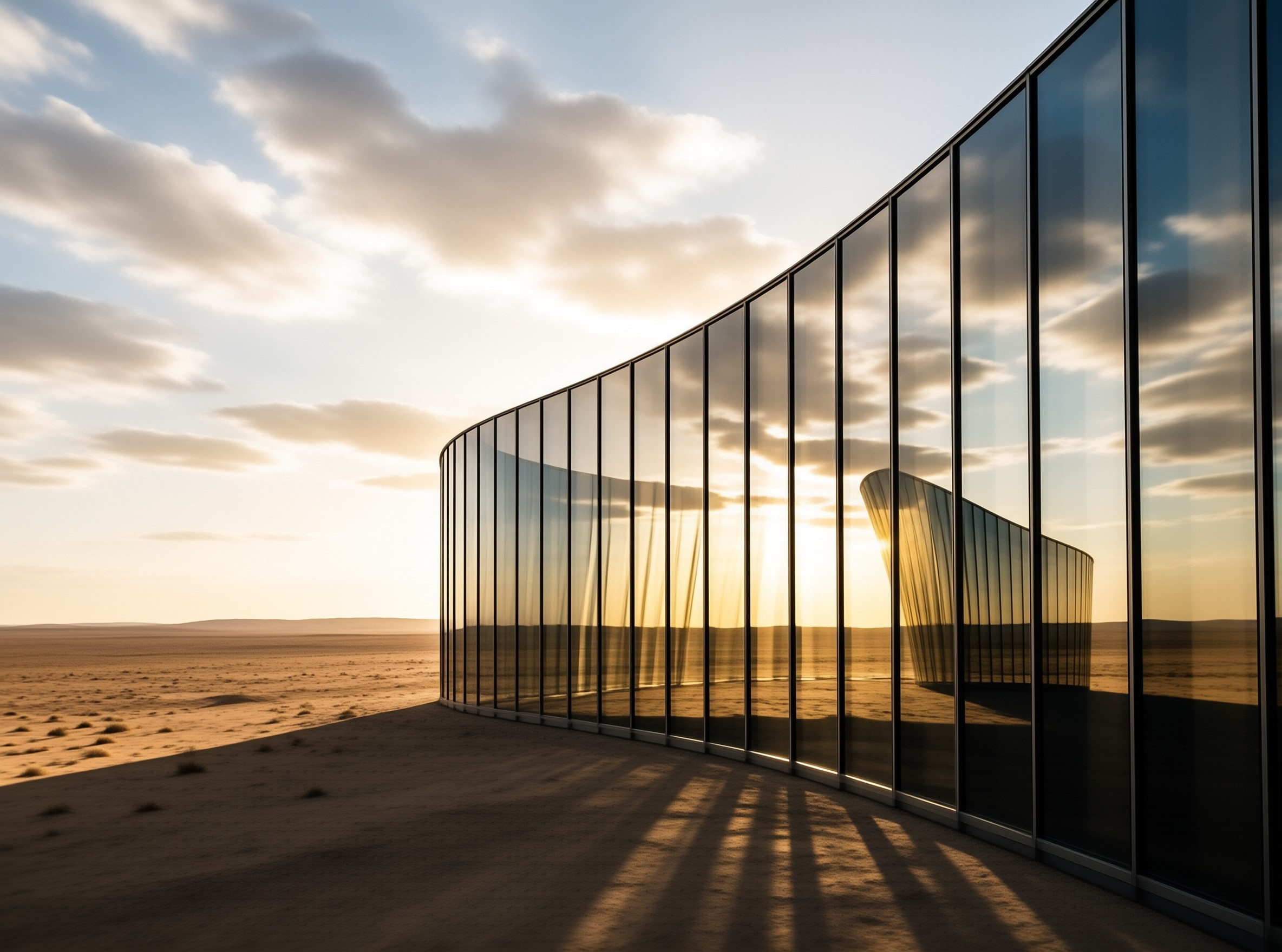 Curved Glass Wall in Desert