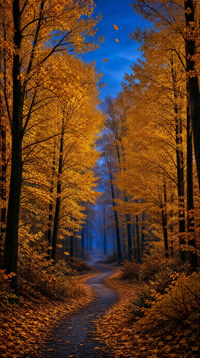 Golden Autumn Forest Path