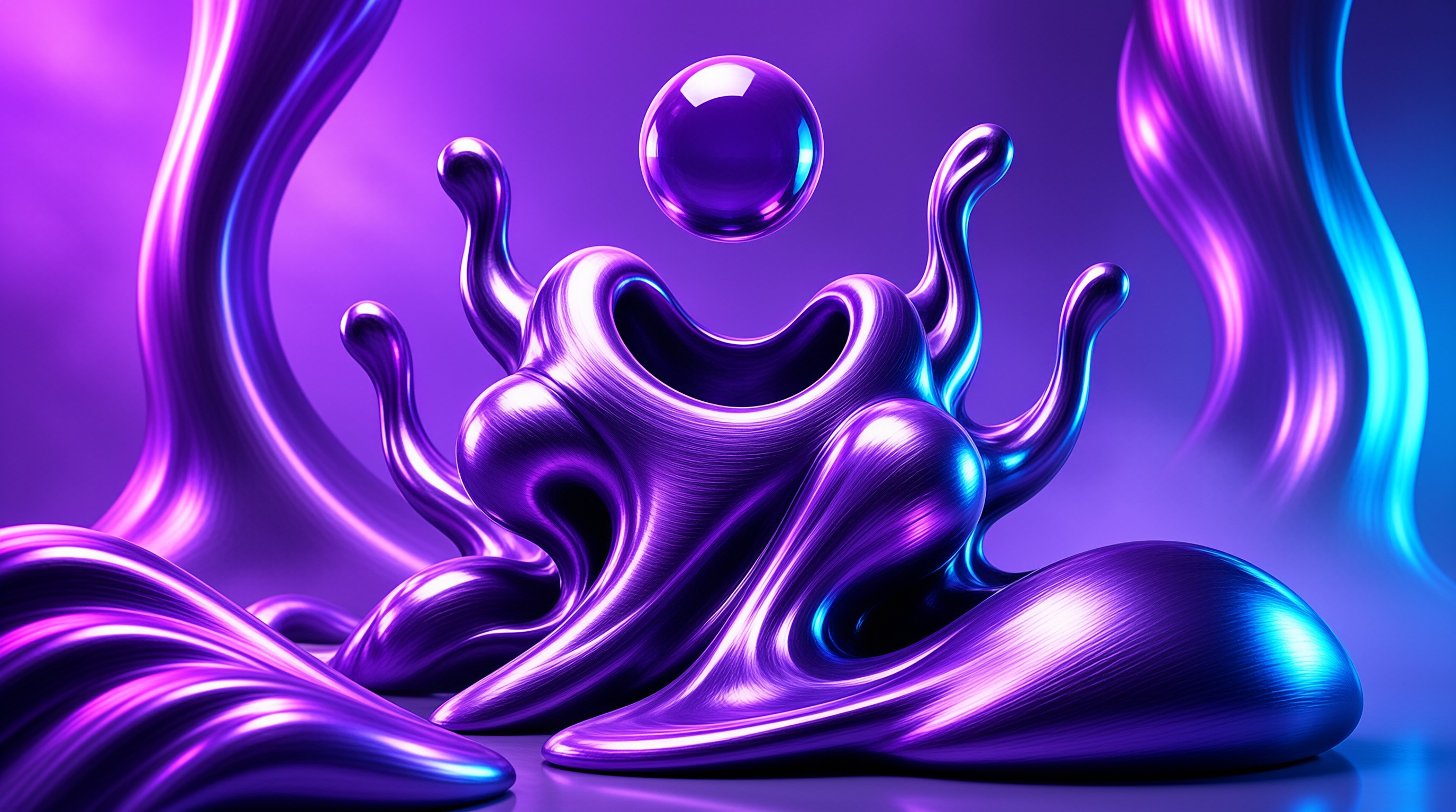 Abstract Purple Liquid Metal