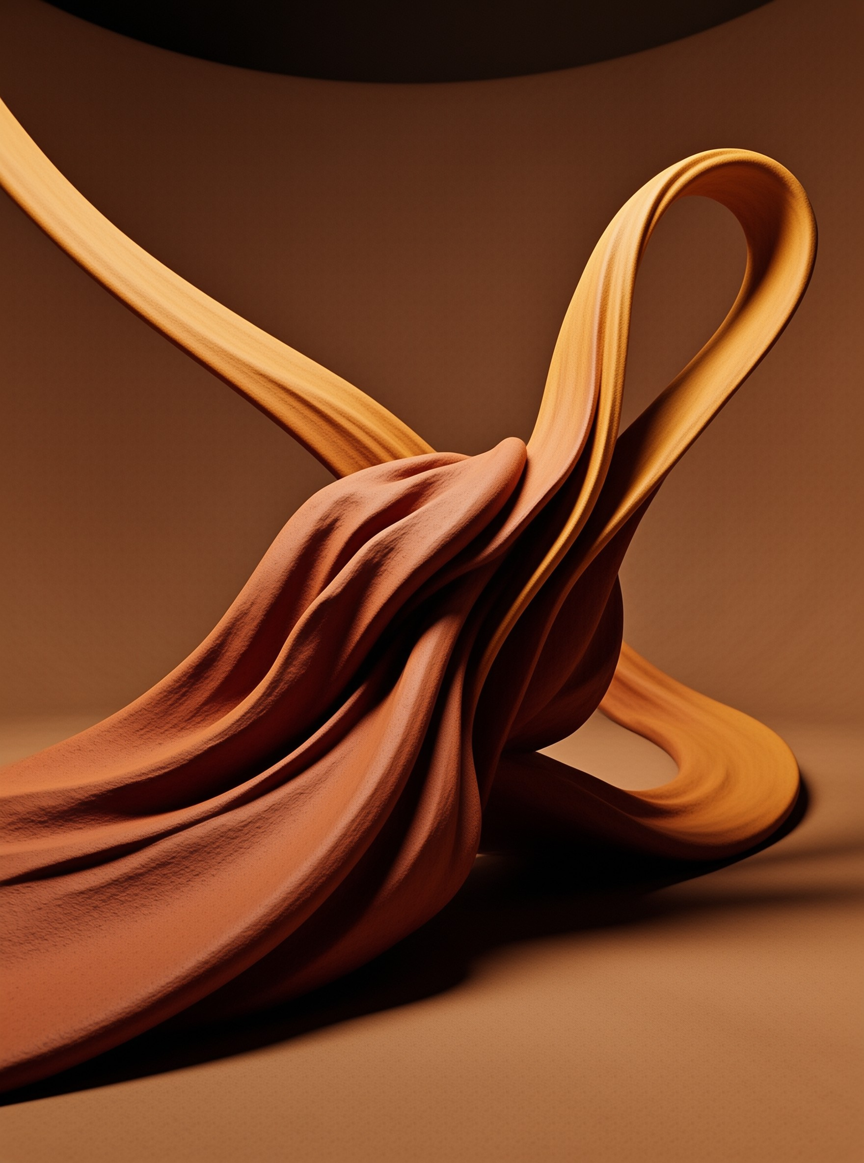 Abstract Orange 3D Ribbons