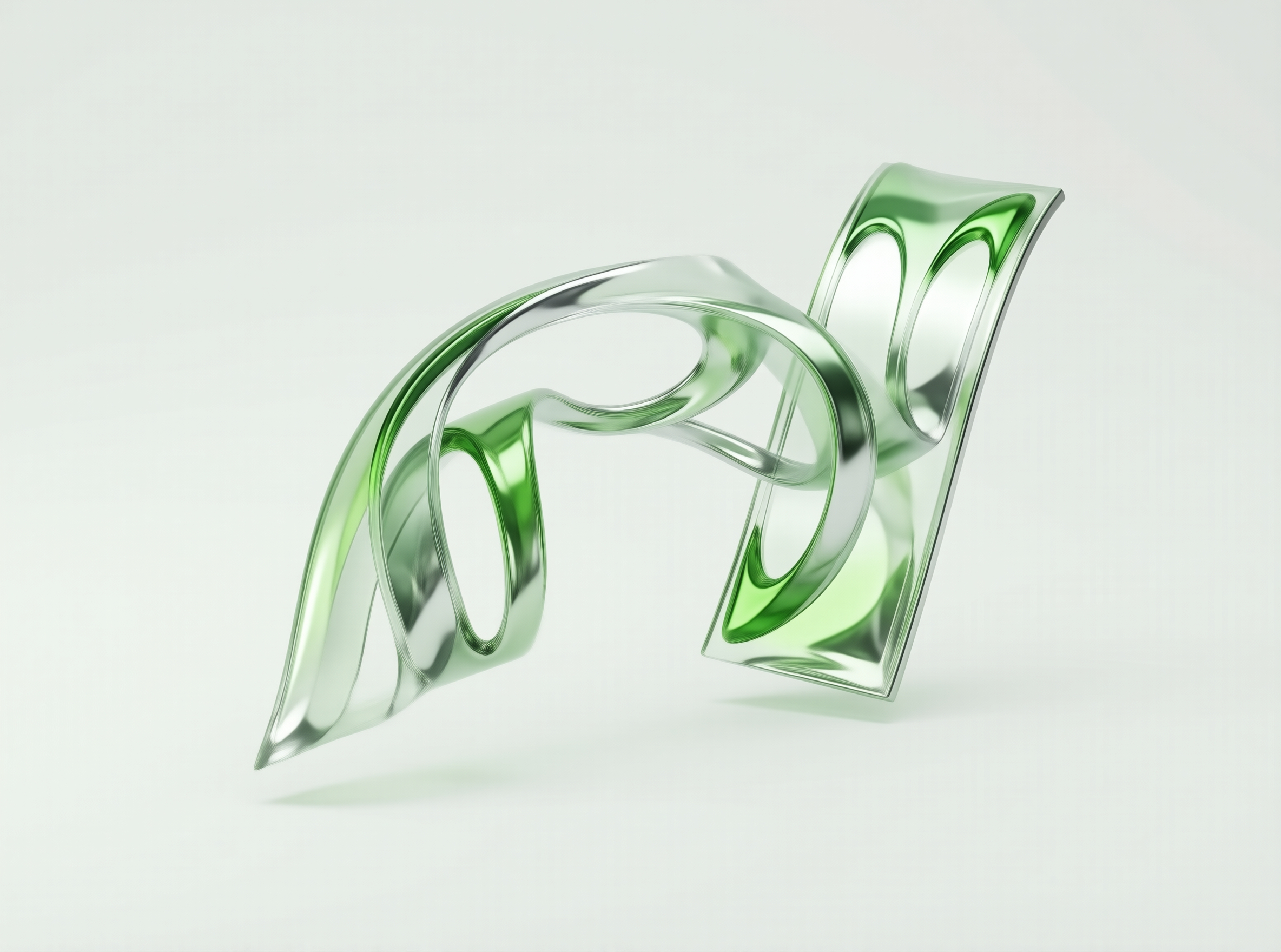 Abstract Green Glass Sculpture