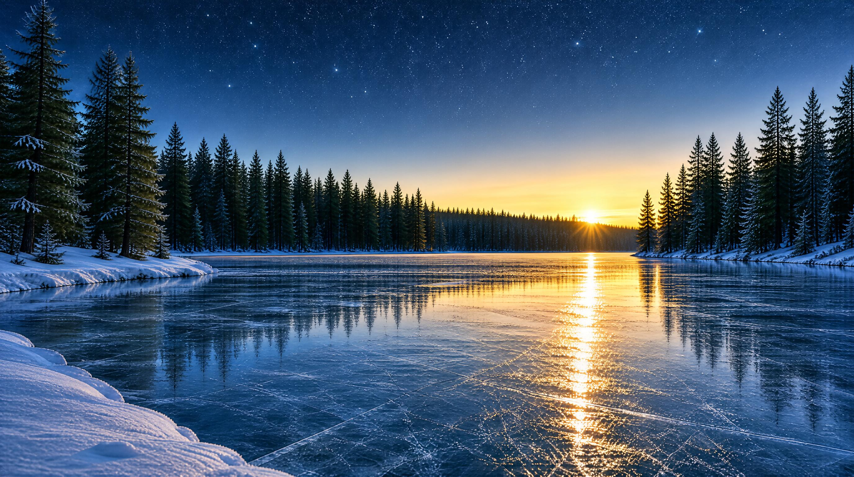 Winter Lake at Sunrise