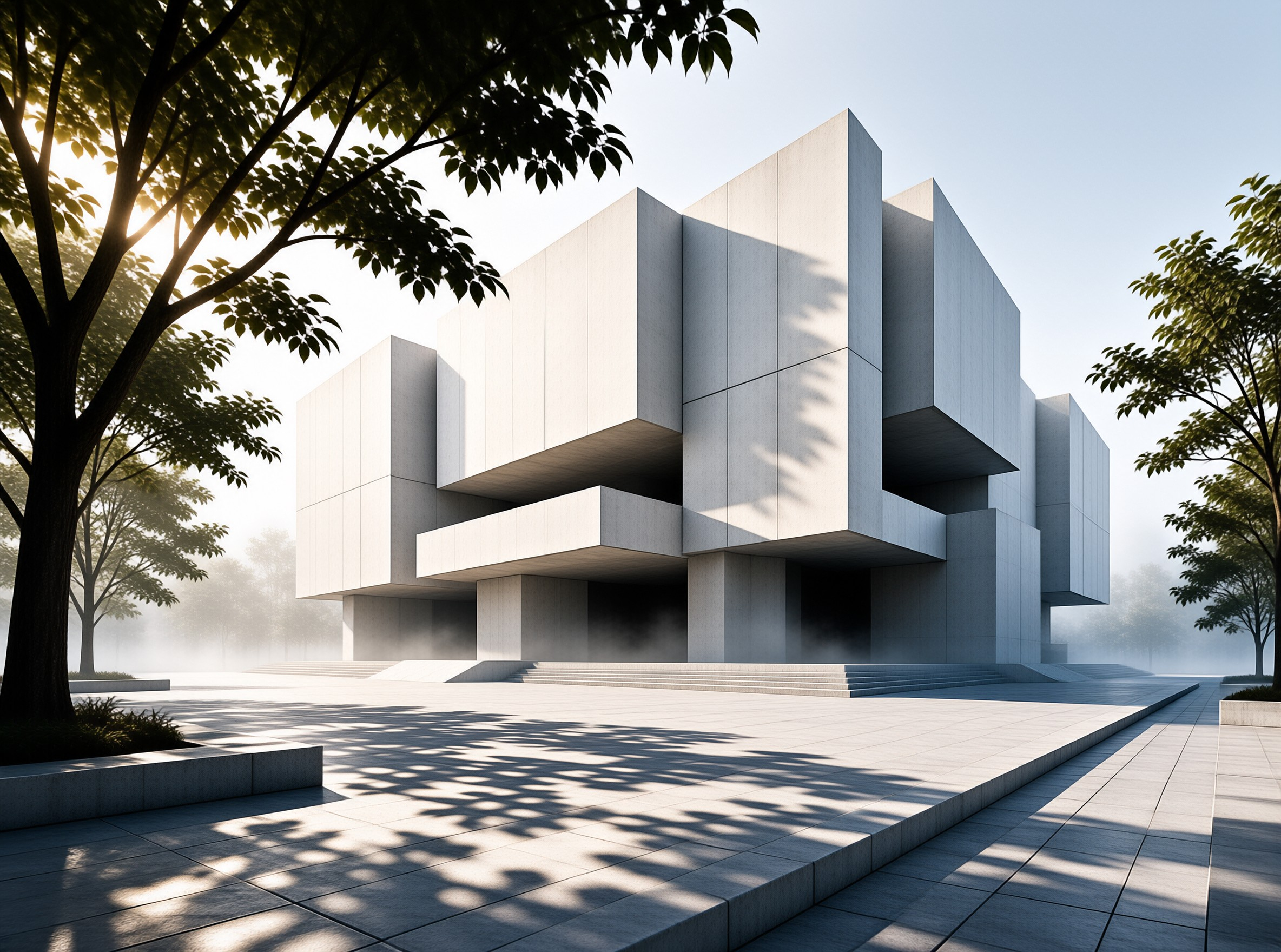 Modern White Cubic Architecture