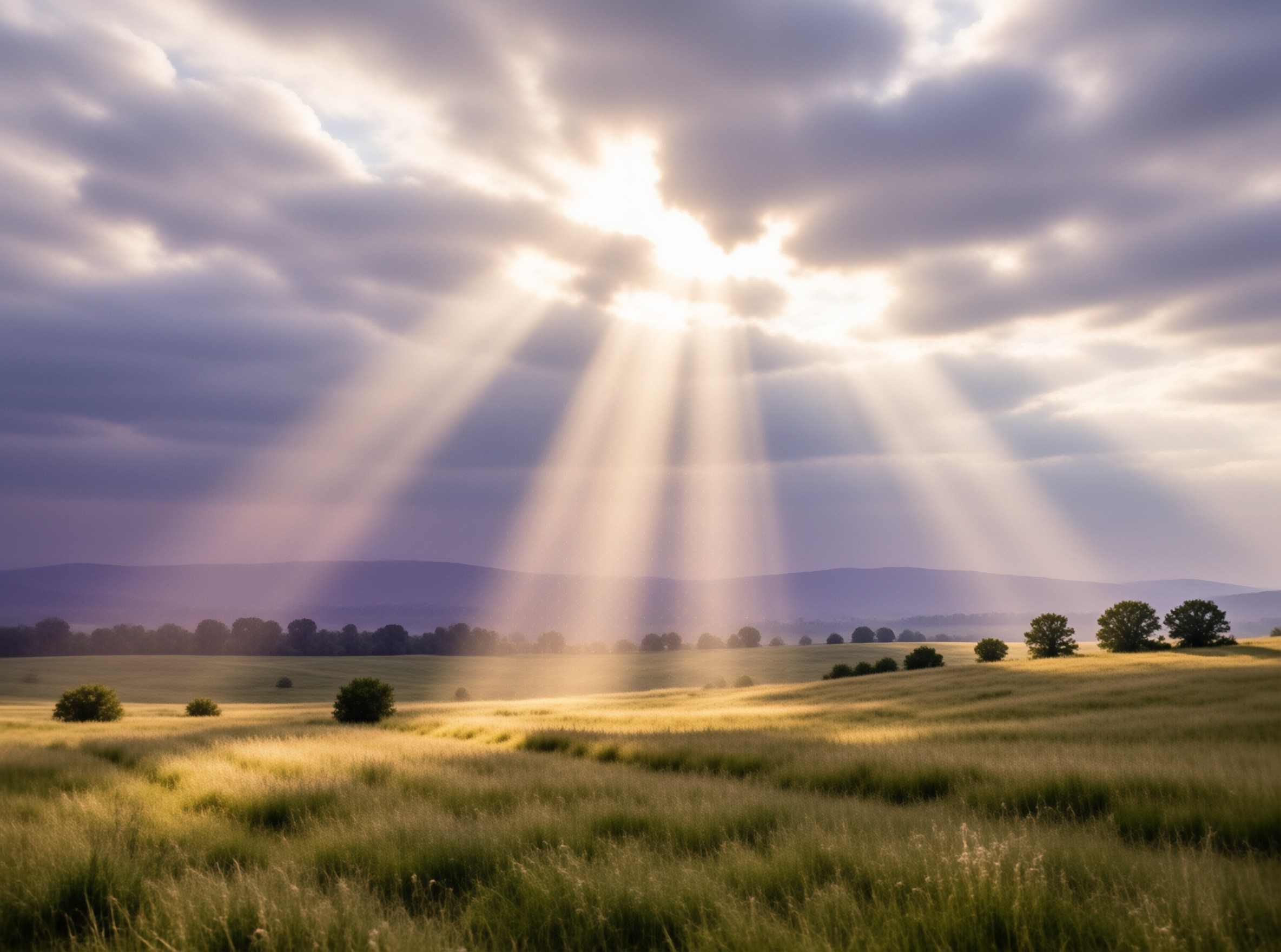 God Rays Illuminating Hills