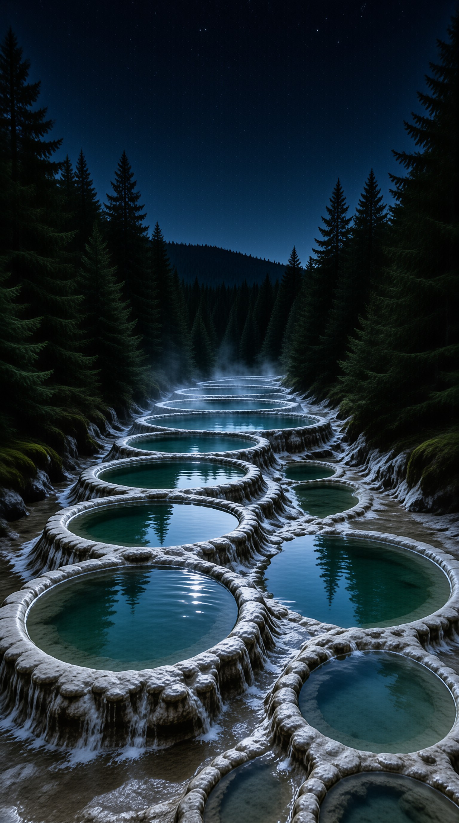 Night Hot Spring Terraces