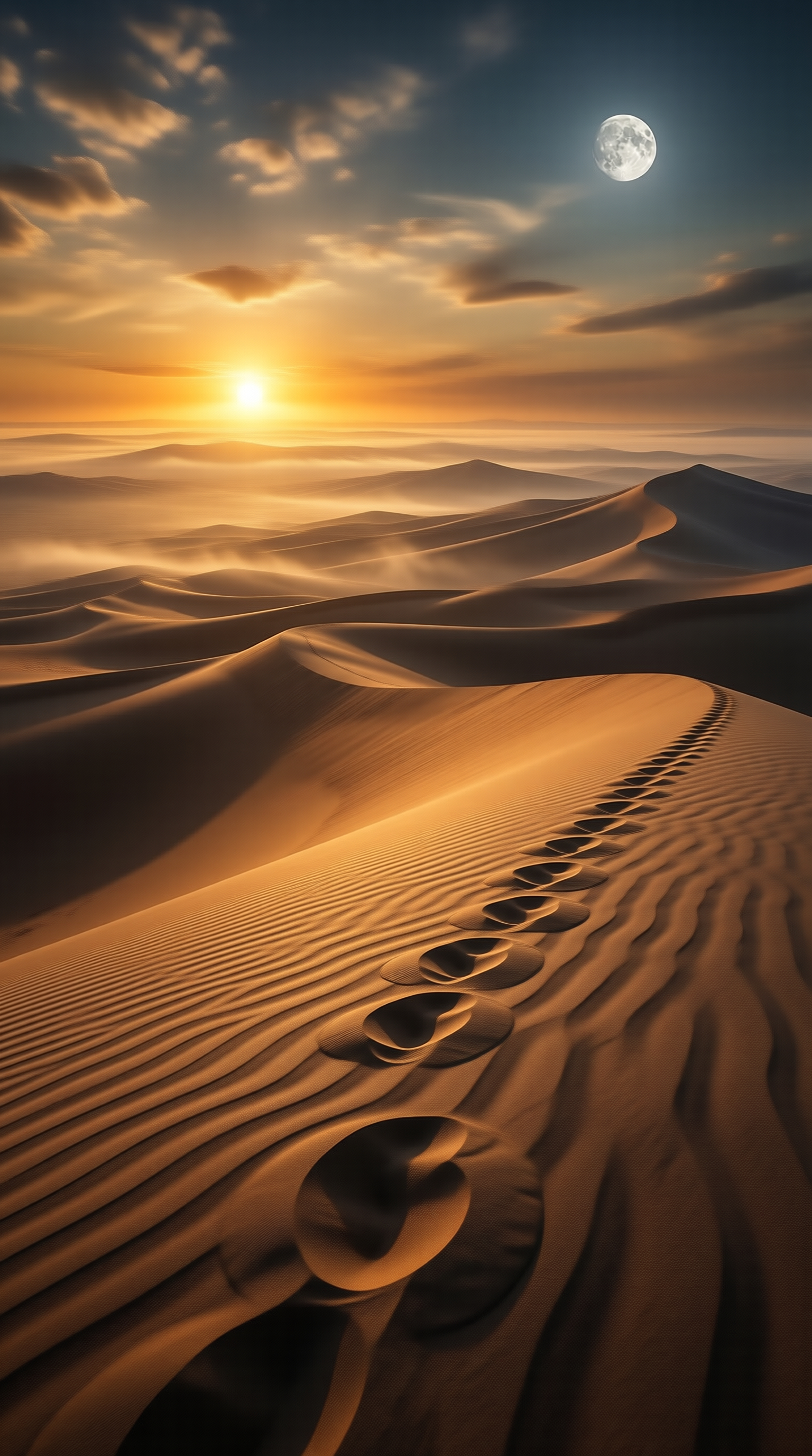 Desert Footprints at Twilight