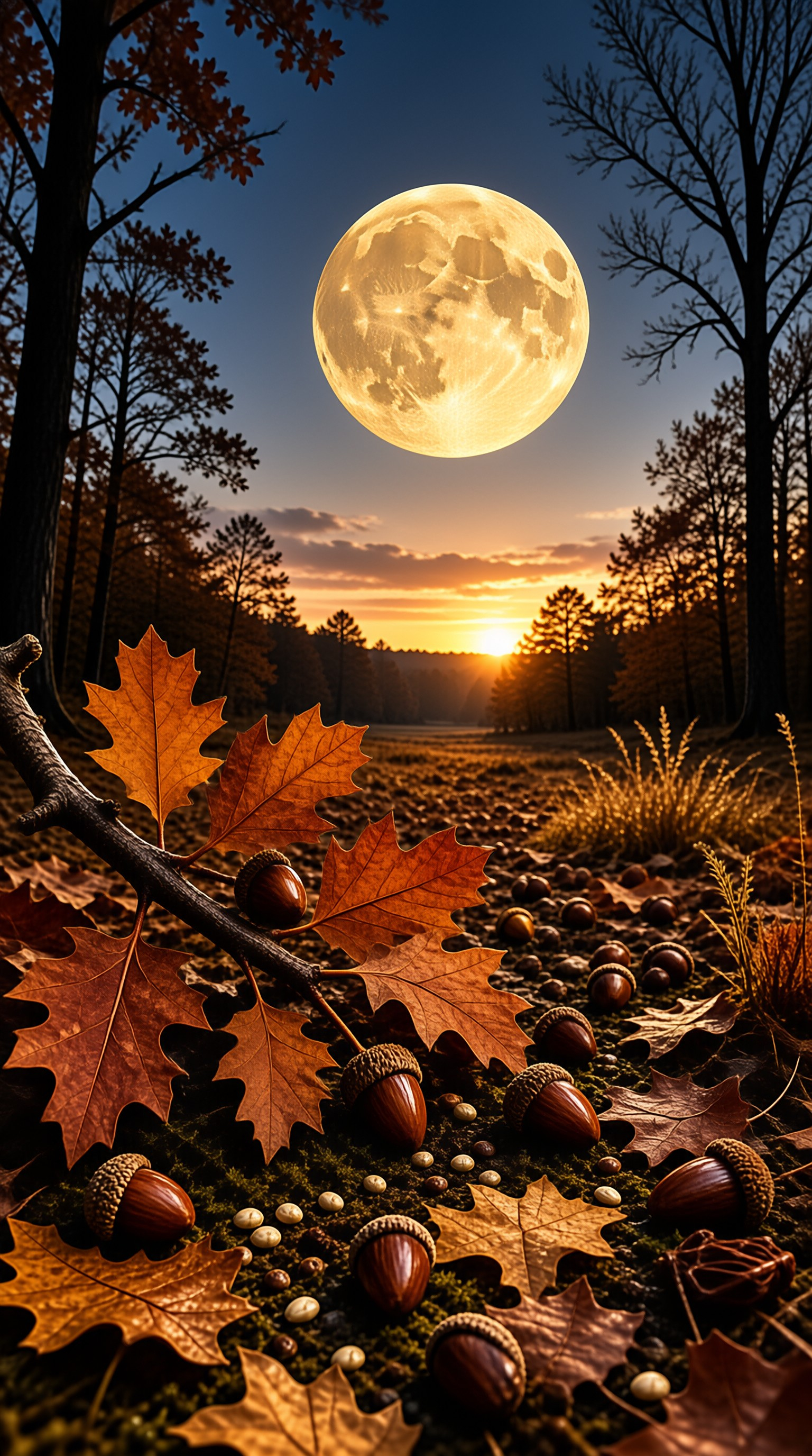 Autumn Forest and Full Moon