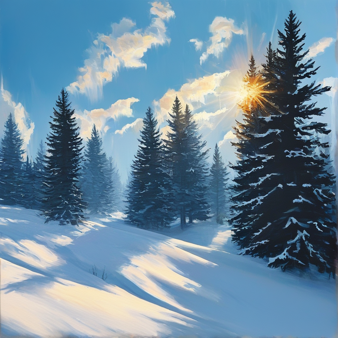 Sunlit Winter Forest
