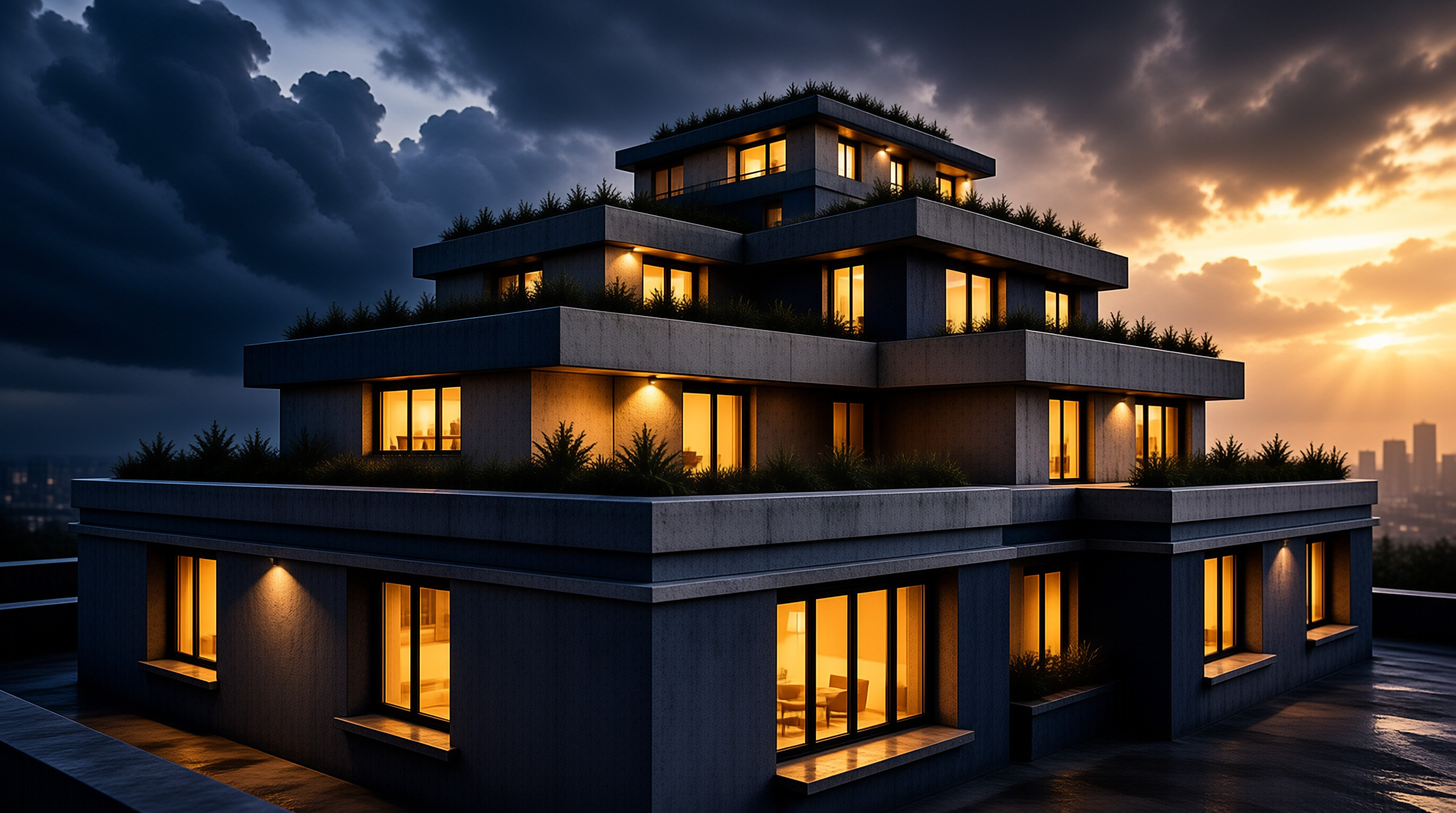 Modern House at Sunset