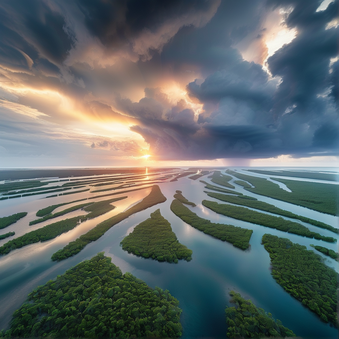 Mangrove Delta at Sunset