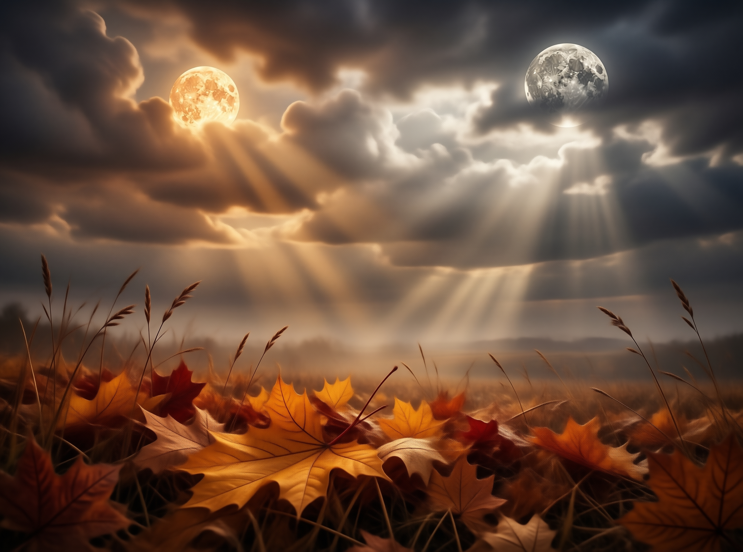 Autumnal Sky with Dual Moons